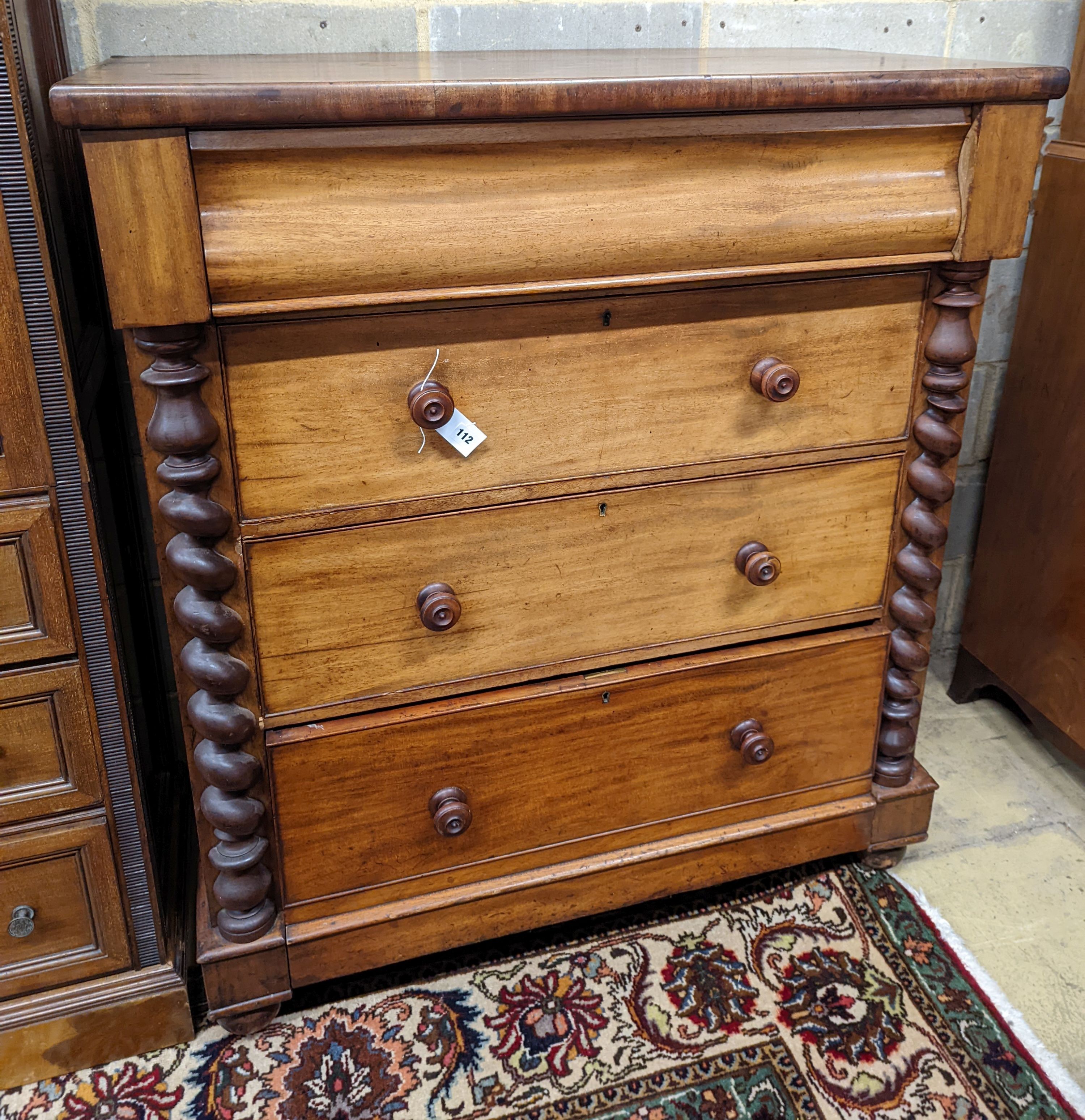A Victorian mahogany Scottish chest, width 110cm, depth 55cm, height 128cm